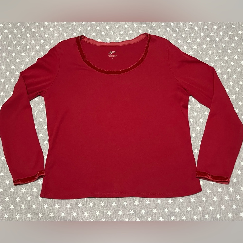 J Jill Top Women’s Medium Red Long Sleeve Lightweight EUC